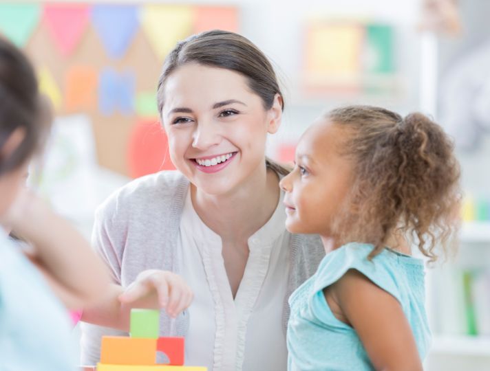 Woman caring for children