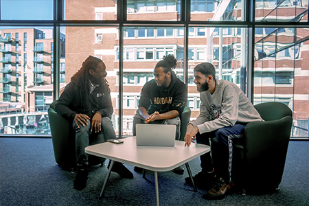 Student learning online via laptop